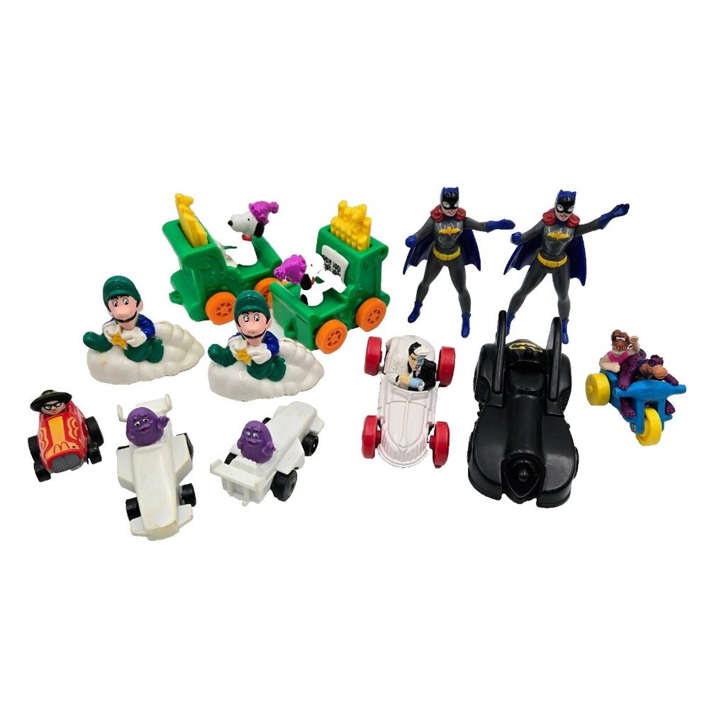McDonald’s Happy Meal Toy Lot Of 12 Batman Batgirl Snoopy Luigi Flintstones Grim